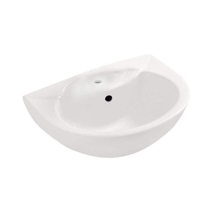 KOHLER Folio Series Wall Mounted WASH Basin (White) with Faucet Hole | 610x480x235mm, Semi Circle | Ceramic Basin/Sink for Bathroom, Living Room | NOT Table/Counter Top | K-2018IN-1WH-0
