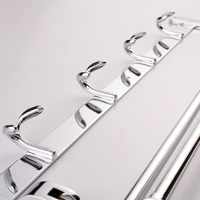 FORTUNE Platinum Stainless Steel Folding Towel Rack for Bathroom/Towel Stand/Hanger/Bathroom Accessories 1.5 feet Long with Chrome Finish for Bathroom(18 Inch) - Image 5