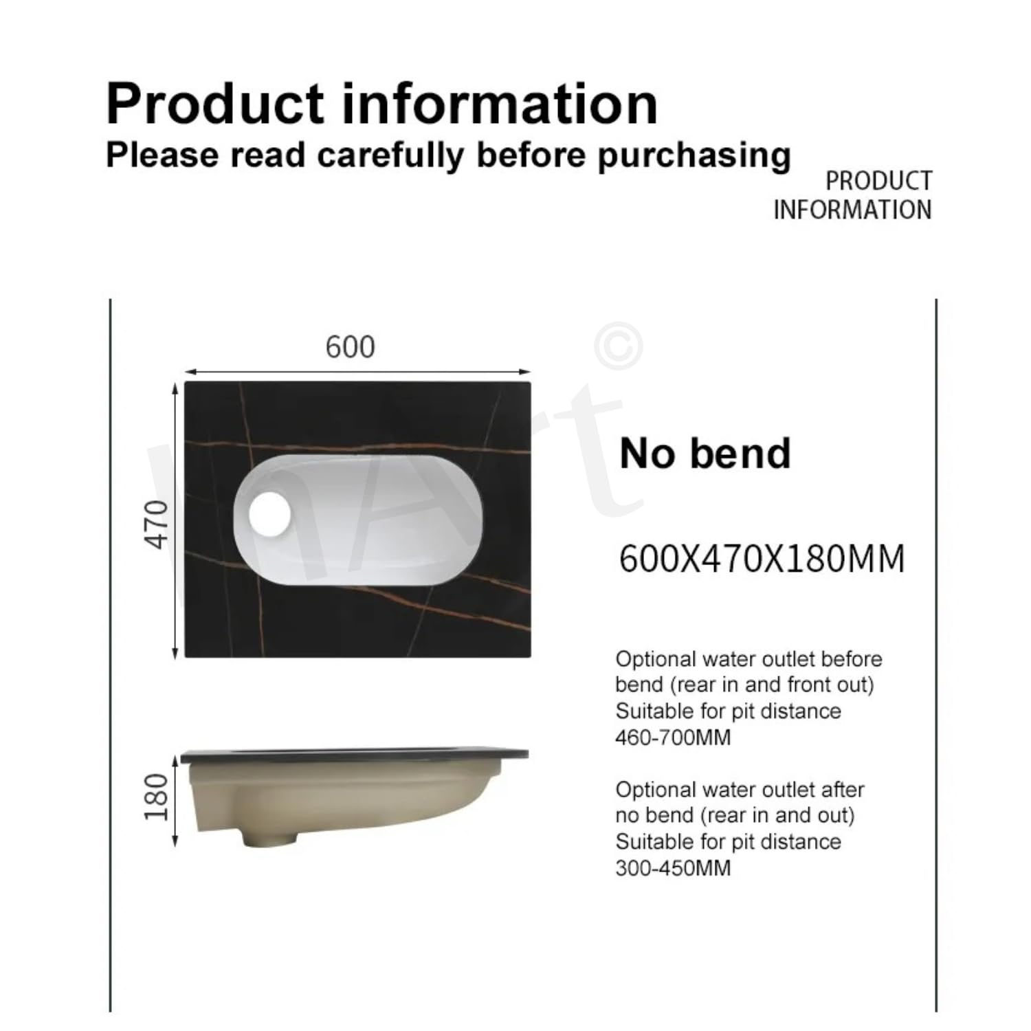 INART Ceramic Indian Toilet/Sintered Stone Base Ceramic Sanitaryware Indian Toilet/Orissa Pan for Bathroom 24 Inch - Image 5