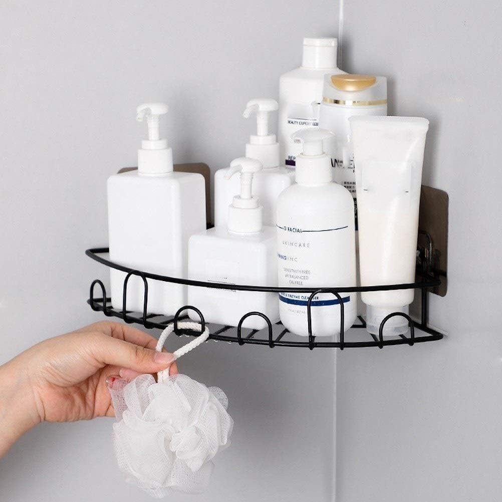 Boniry metal Bathroom Organiser Without Drill Bathroom Rack Self Adhesive|Stand for Corner Shampoo Holder for Bathroom Multipurpose Kitchen Holder Storage (Flower Corner, bathroom shower caddy, Black) - Image 4