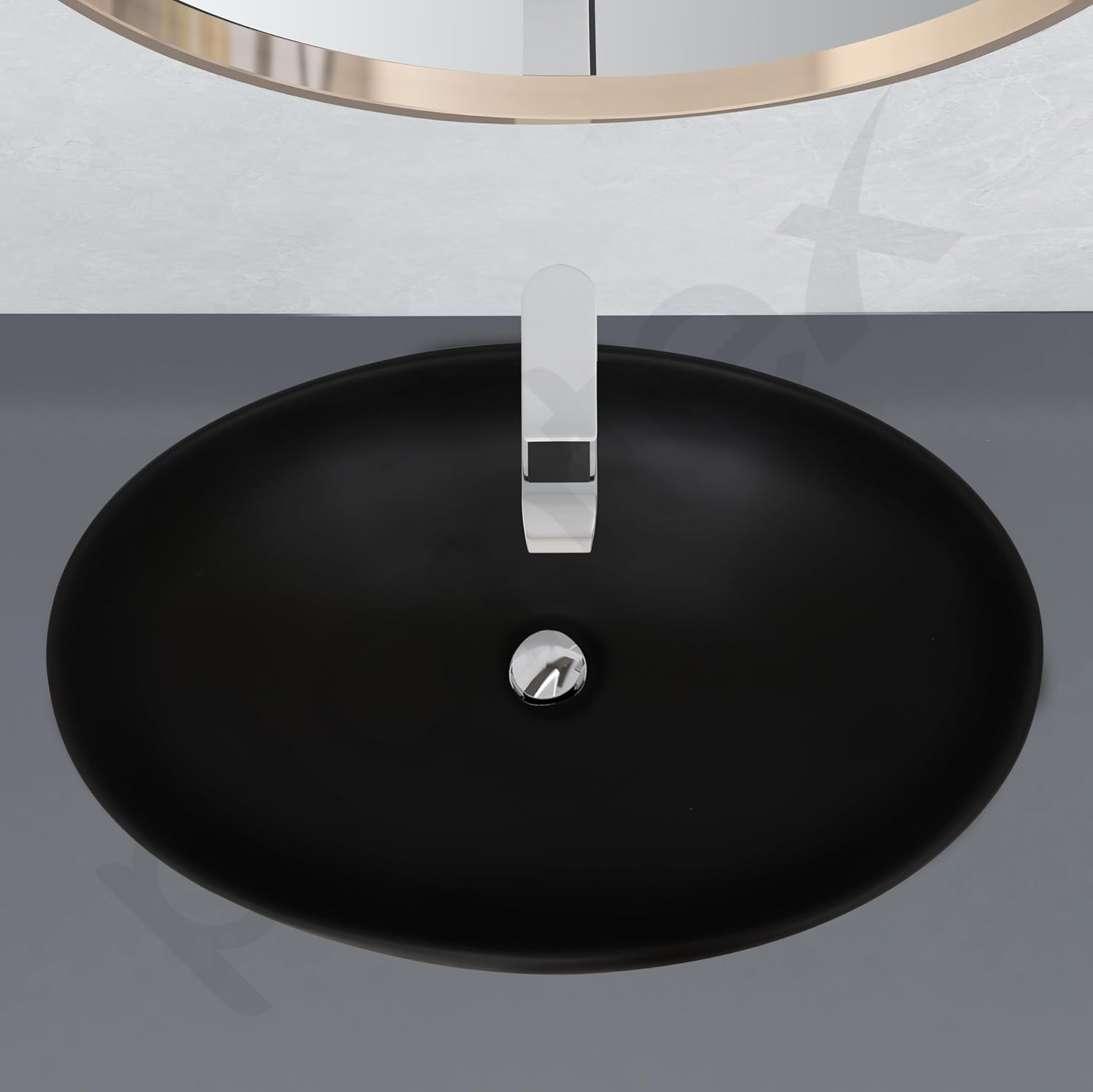 Plantex Ceramic Wash Basin for Bathroom/Table Top Ceramic Basin/Washbasin for Bathroom - (CRETA-NS-BLACK-MATT, 23 x 15 x 5.5 Inch) - Image 5