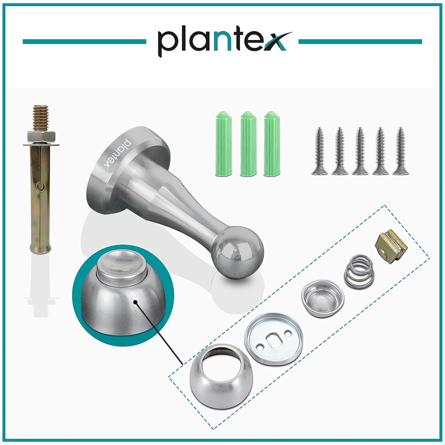 Plantex Stainless Steel Door Stopper/360 Degree 4 Inch Door Magnet for Home/Wall Mounted Soft Catcher to Hold Wooden/Glass/PVC Door/Door Stopper for Home (Matt) - Image 7