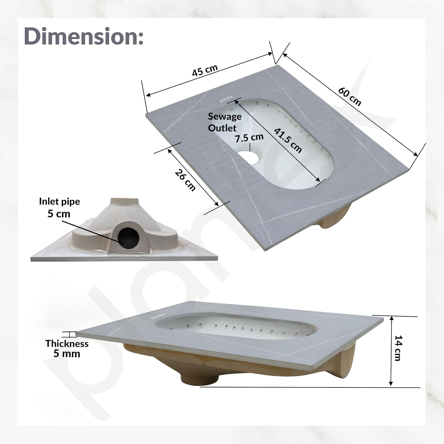 Plantex Indian Toilet/Orrisa Pan for Bathroom/Household Squatting Pan/Sintered Stone Base Ceramic Sanitaryware Toilet - (WC-03) - Image 3