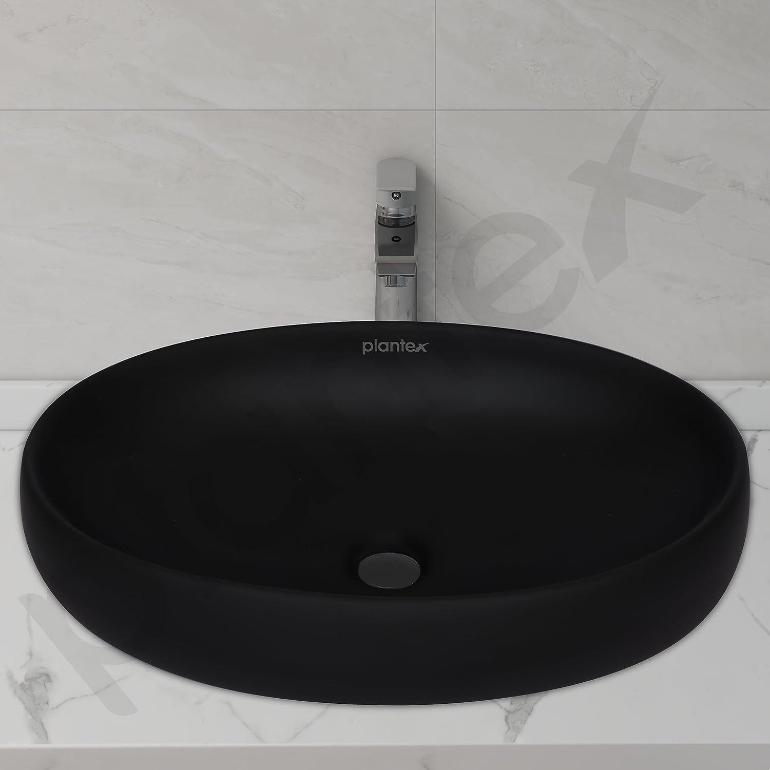 Plantex Ceramic Wash Basin for Bathroom/Table Top Ceramic Basin/Washbasin for Bathroom - (CRETA-NS-BLACK-MATT, 23 x 15 x 5.5 Inch) - Image 6