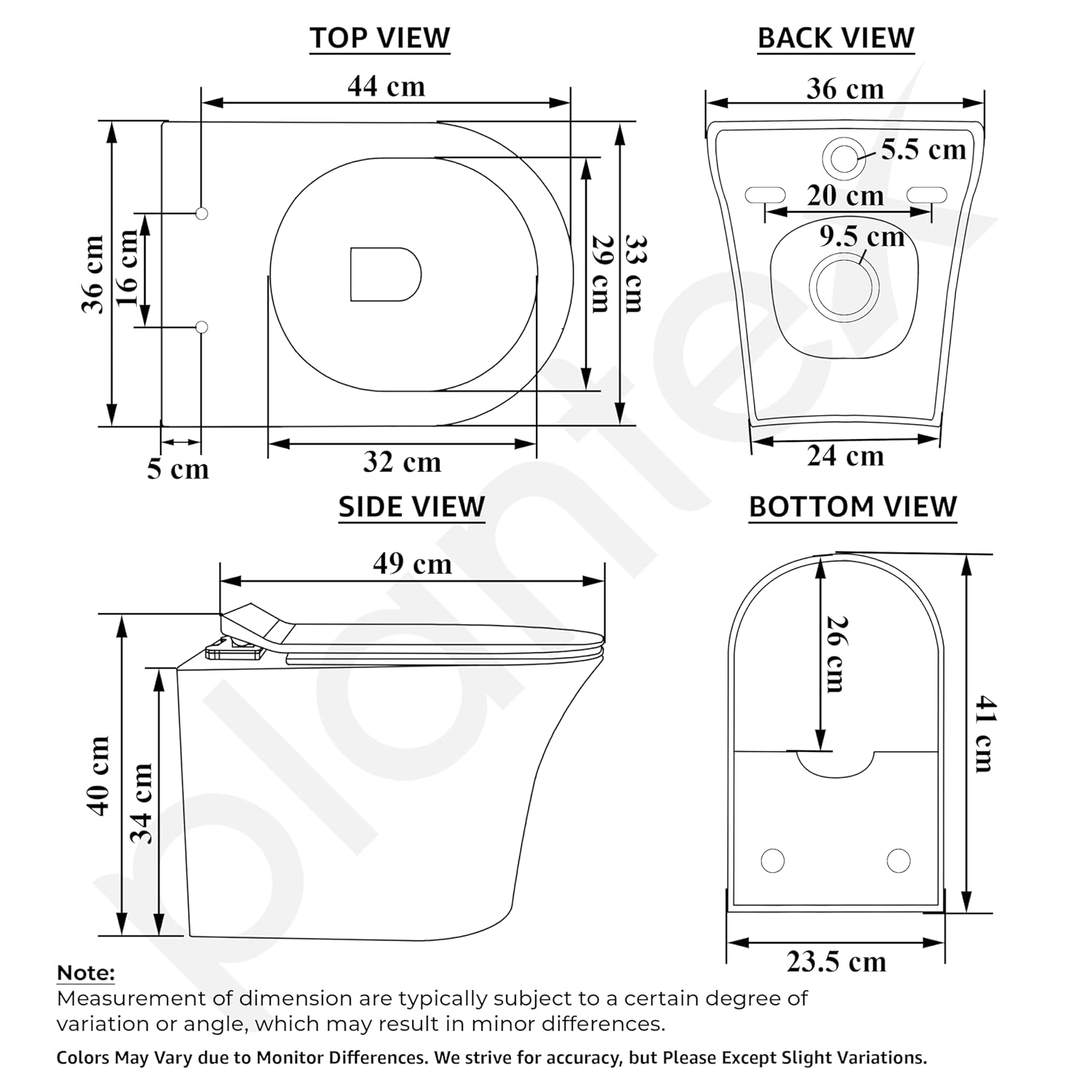 Plantex Platinum Ceramic Rimless Wall Mounted Commode/P Trap Washdown Flush Commode with Soft Close Toilet Seat Cover (White) - Image 3