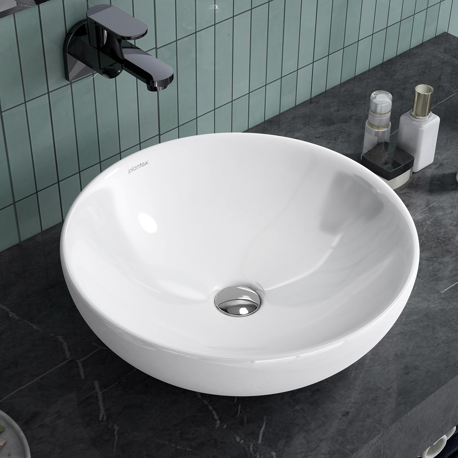 Plantex Platinum Ceramic Table Top Wash Basin/Basin for Bathroom/Bathroom Basin - White(15.5 x 15.5 x 5 Inch)