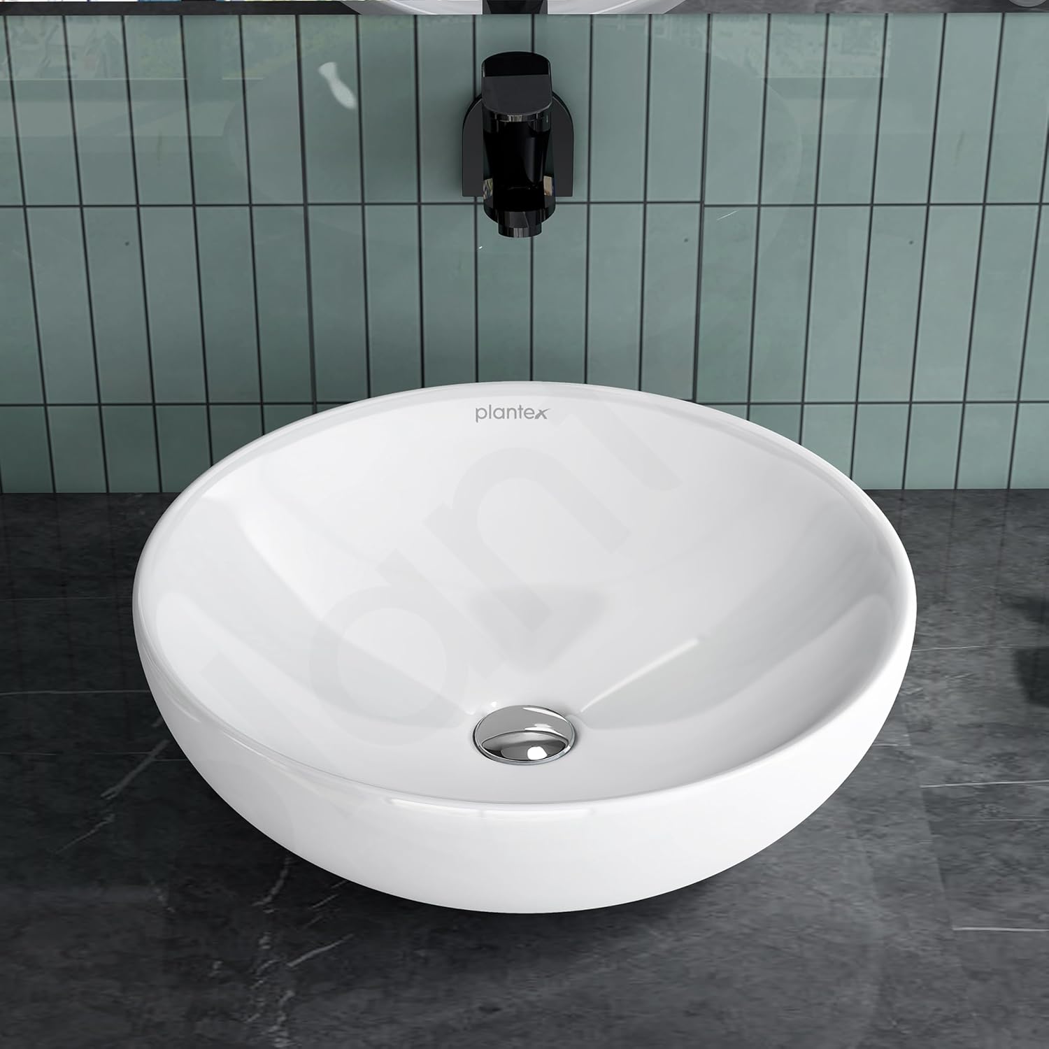 Plantex Platinum Ceramic Table Top Wash Basin/Basin for Bathroom/Bathroom Basin - White(15.5 x 15.5 x 5 Inch) - Image 7