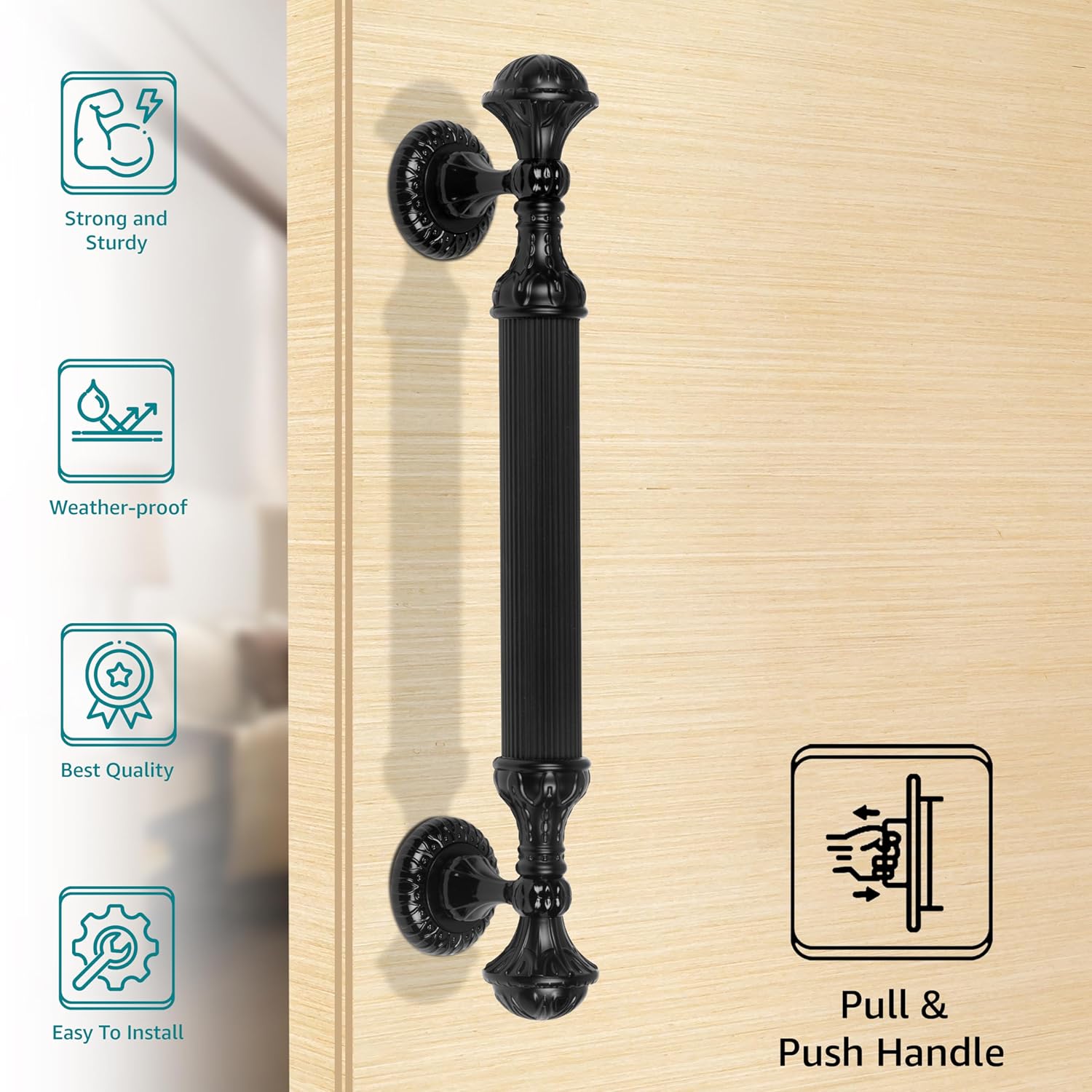 Plantex Heavy Duty Main Door Handle - 15-Inch Pull Push Handle for Home Decor - Pack of 1 (320-Black Finish) - 3 Years Warranty - Image 5