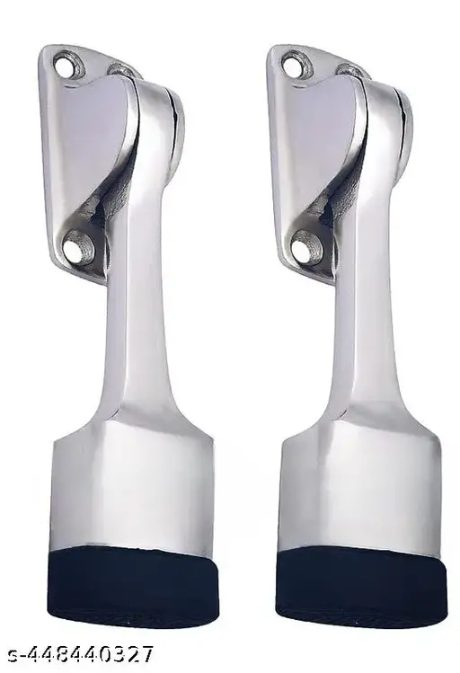 Sureify Door Stopers Silver Door Mounted Door Stopper Super Quality Aluminum Door Stopper Rubber for home Super Quality (pack of 2)
