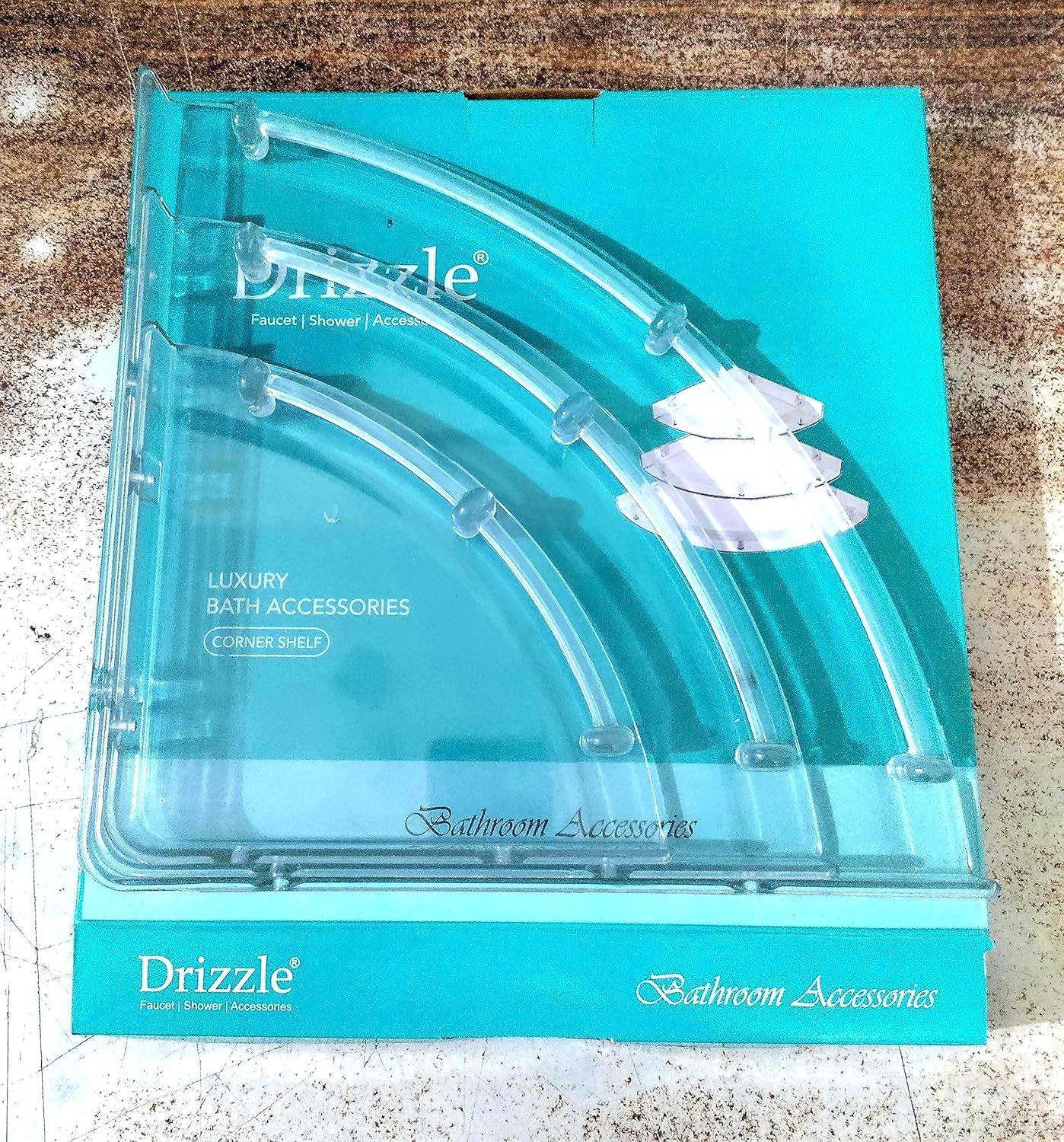 DRIZZLE Corner Shelf Super Clear | Unbreakable Transparent Bathroom Shelves | Multipurpose Use (Size 7 inch, 9 inch, 11 inch) - Set of 1 (3 Pieces) - Image 3