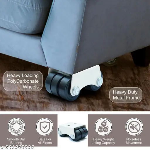 Caneuf Caster Wheel 6-Wheels Fix Rollor Mini Casters Wheel for Chair/Furniture/Stands/sofa Load Capacity 150 kg (Set Of 4 Pieces) - Image 4