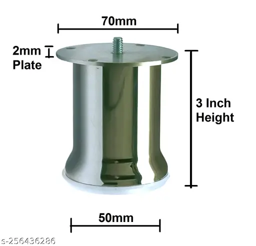 OPTIC | Sofa Leg 3 Inch Height/ Leg For Furniture/ Hardware Leg/ Crome Finish/Medium Weight/Elephant Leg Shape/ (PACK OF 4) - Image 4